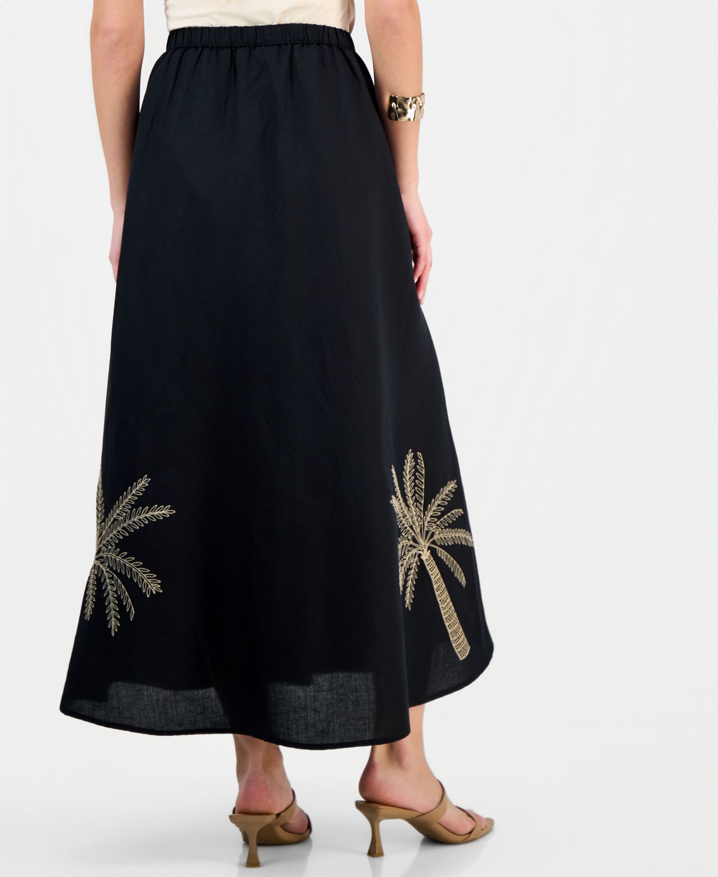 Женская юбка I.N.C. International Concepts Petite Embroidered Midi, цвет: Глубокий чёрный — фото 4