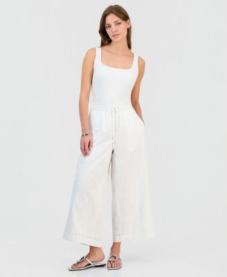 Petite Jacquard High-Rise Wide-Leg Pants