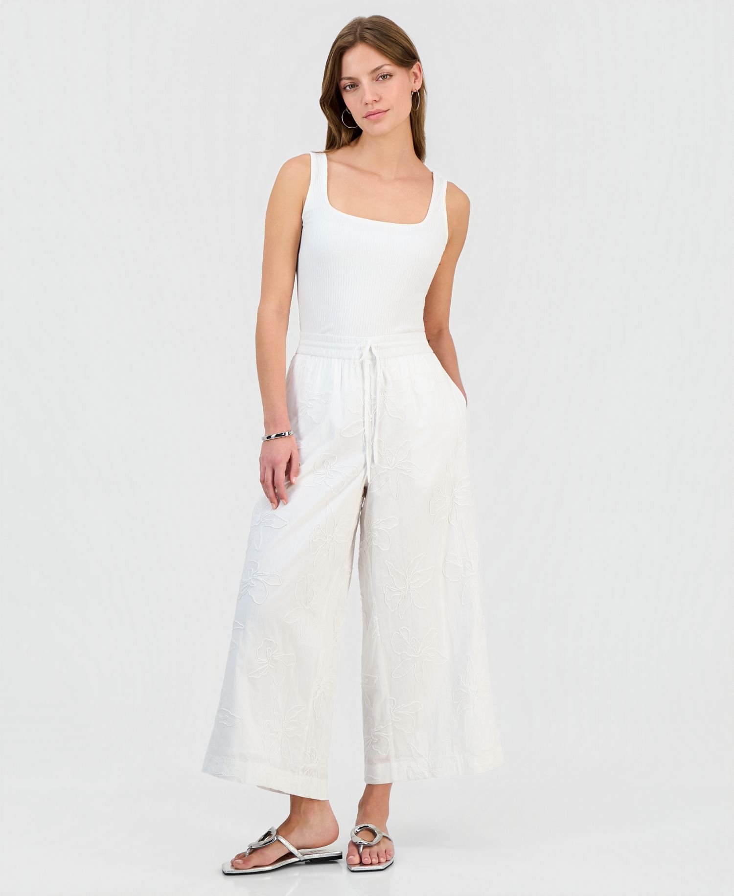 Petite Jacquard High-Rise Wide-Leg Pants