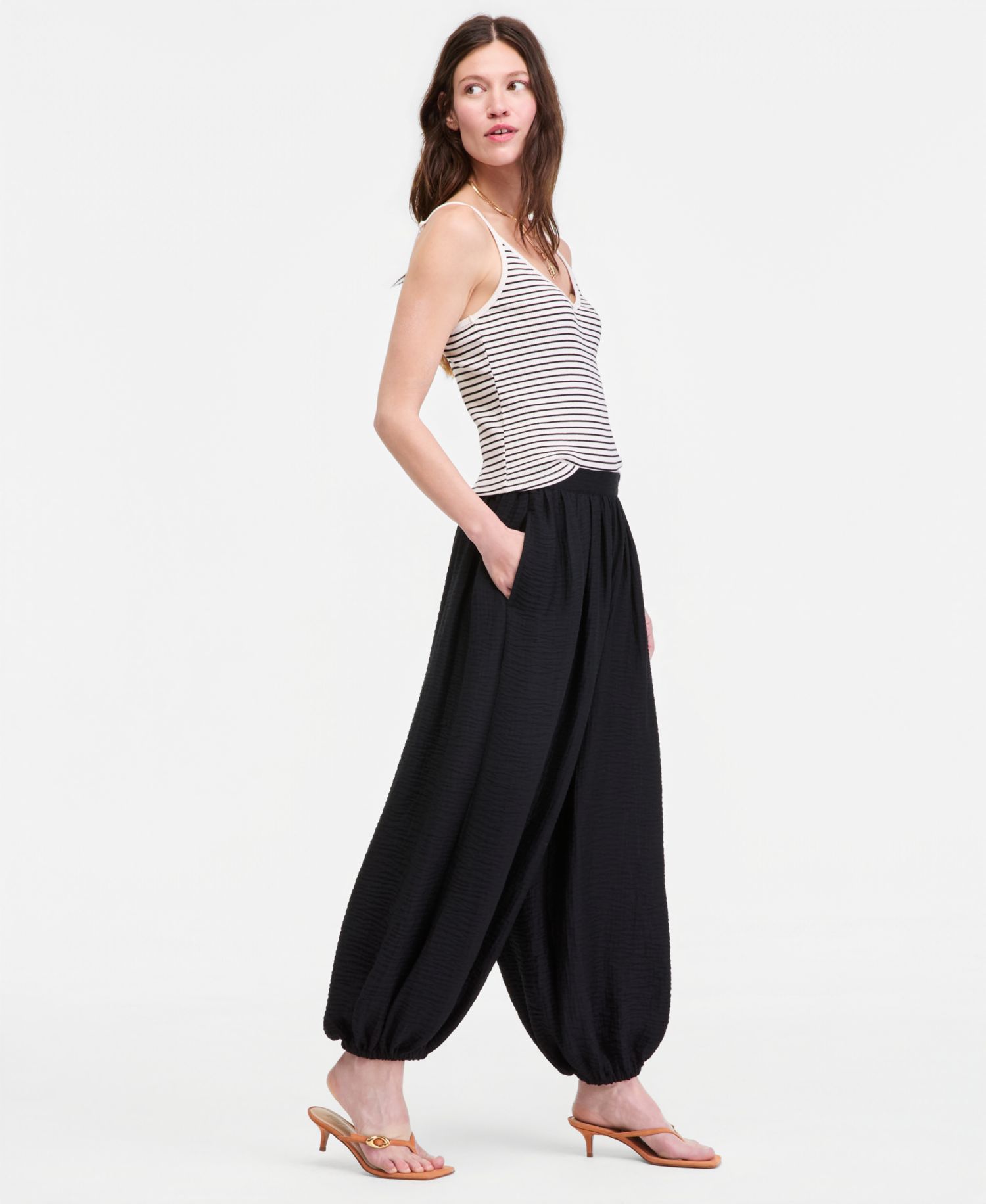 Women's High Rise Pull On Gauze Balloon Pants