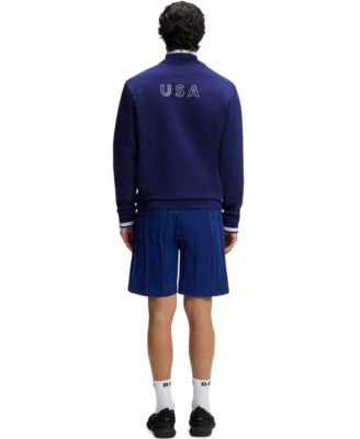 BOSS by Men's Cotton-Blend USA Country-Flag Badge Sweatshirt