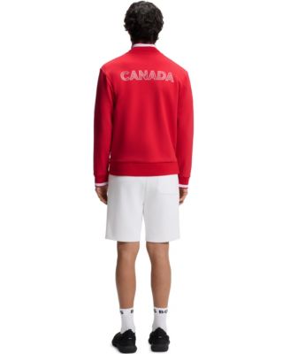 BOSS by Men's Cotton-Blend Canada Country-Flag Badge Sweatshirt