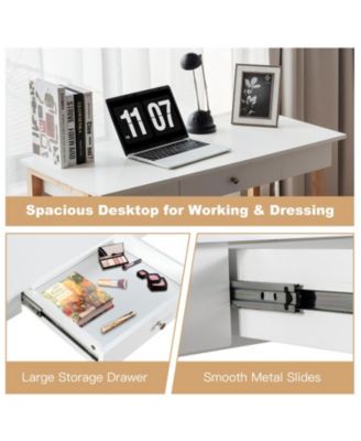 42 in Writing Desk with Storage Drawer and Rubberwood Legs