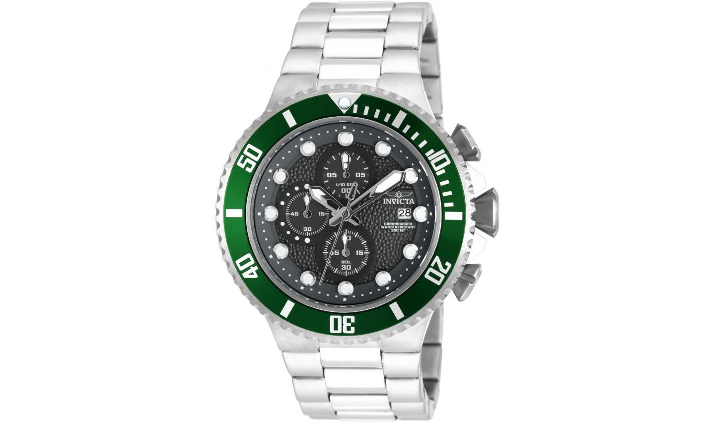 Мужские часы Invicta 18908 Pro Diver Quartz Chronograph Black Dial, цвет: Серебряный — фото 1