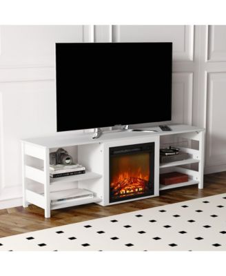 Fireplace TV Stand for up to 75" TV with Storage Shelves