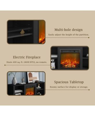 Modern Fireplace TV Stand for TVs up to 65" with 1400W Electric Fireplace, Americano
