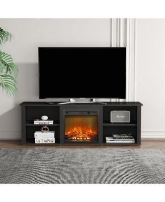 Modern Fireplace TV Stand for TVs up to 65" with Storage Media Console, Americano
