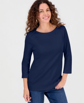 Women's Pima Cotton 3/4-Sleeve Boat-Neck Top