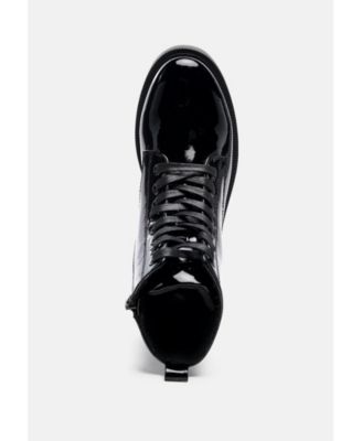 Womens rubble statement pu lace up ankle boots