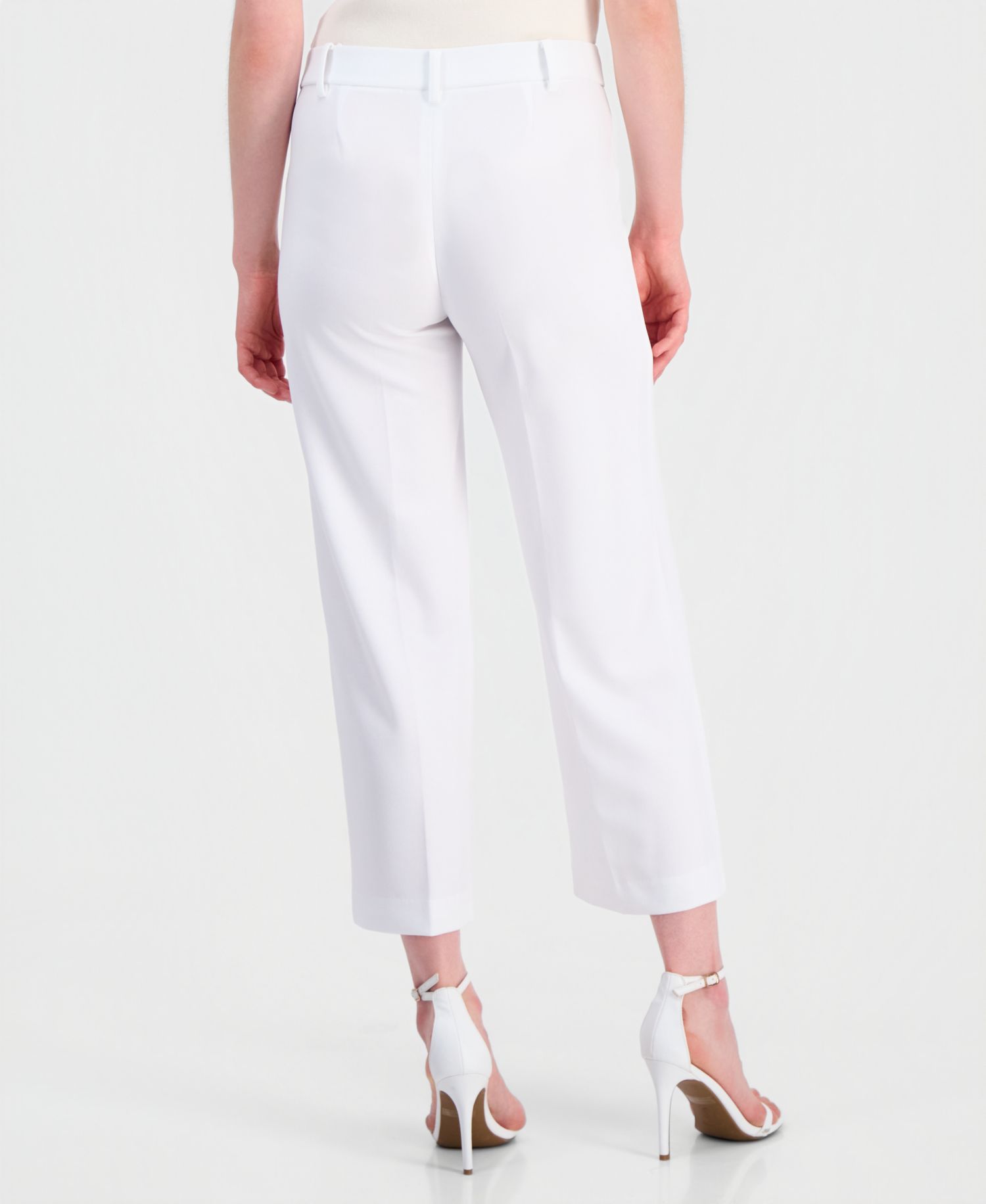 Women's Stretch Crepe Wide-Leg Cropped Pull-On Pants