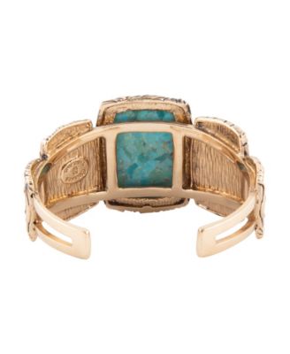 Jacquard Blue Turquoise Solid Golden Cuff Bracelet