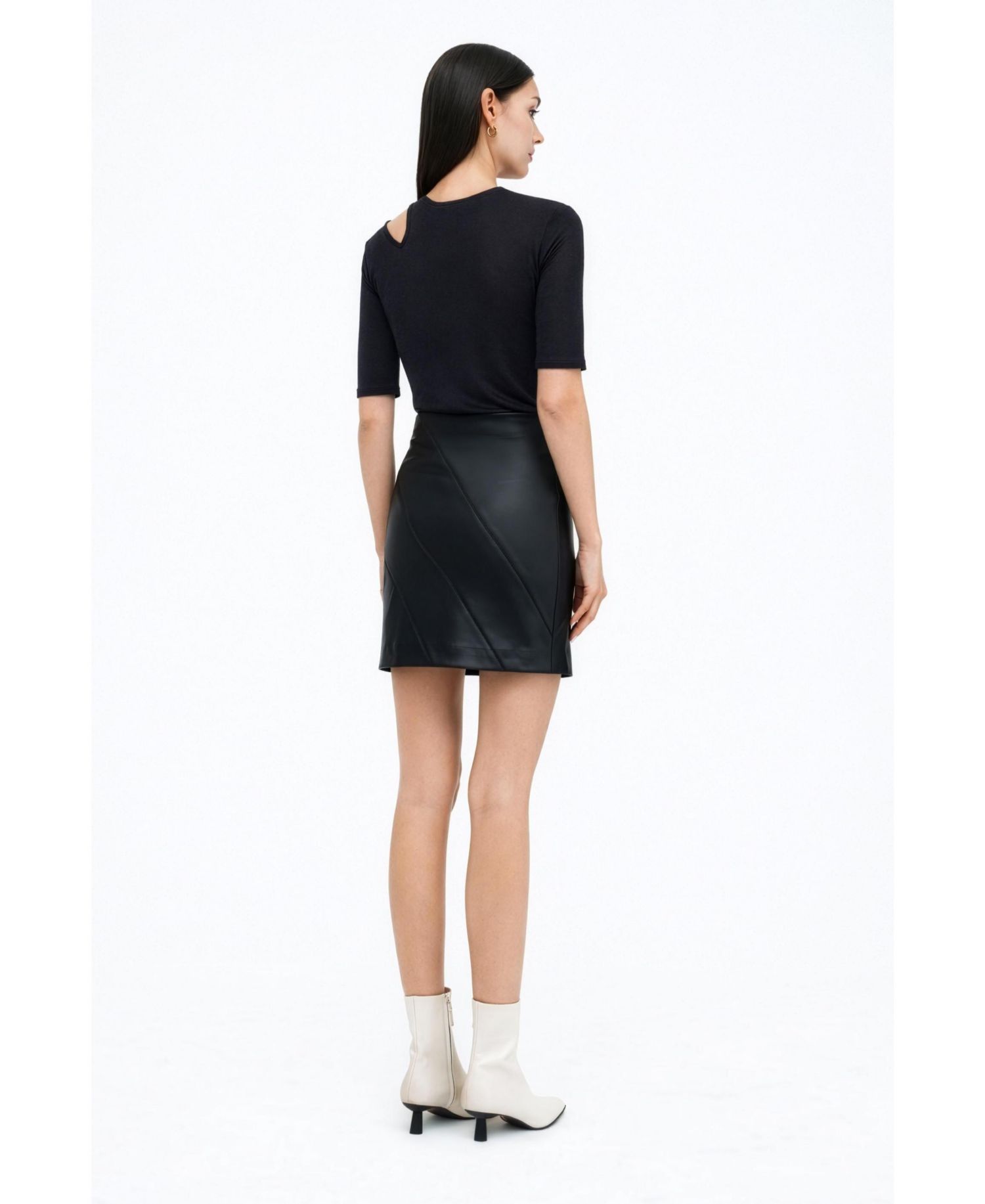 Women's Taia Fitted Sheer Jersey Elbow-Sleeve Shoulder-Cutout Top