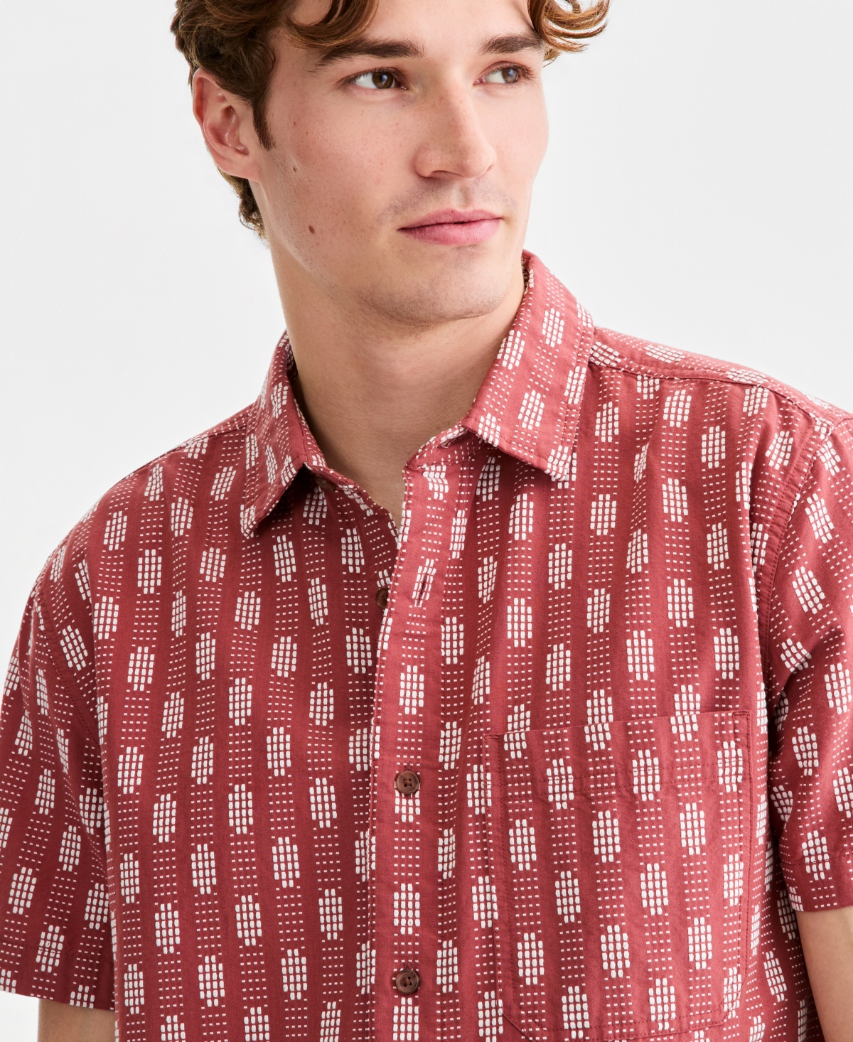 Sun + Stone Men's Cotton Geo-Print Short-Sleeve Shirt, Macy's Exclusive