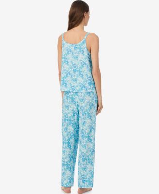 Women's Double-Strap Button-Neck Ankle Pant Pajama Set