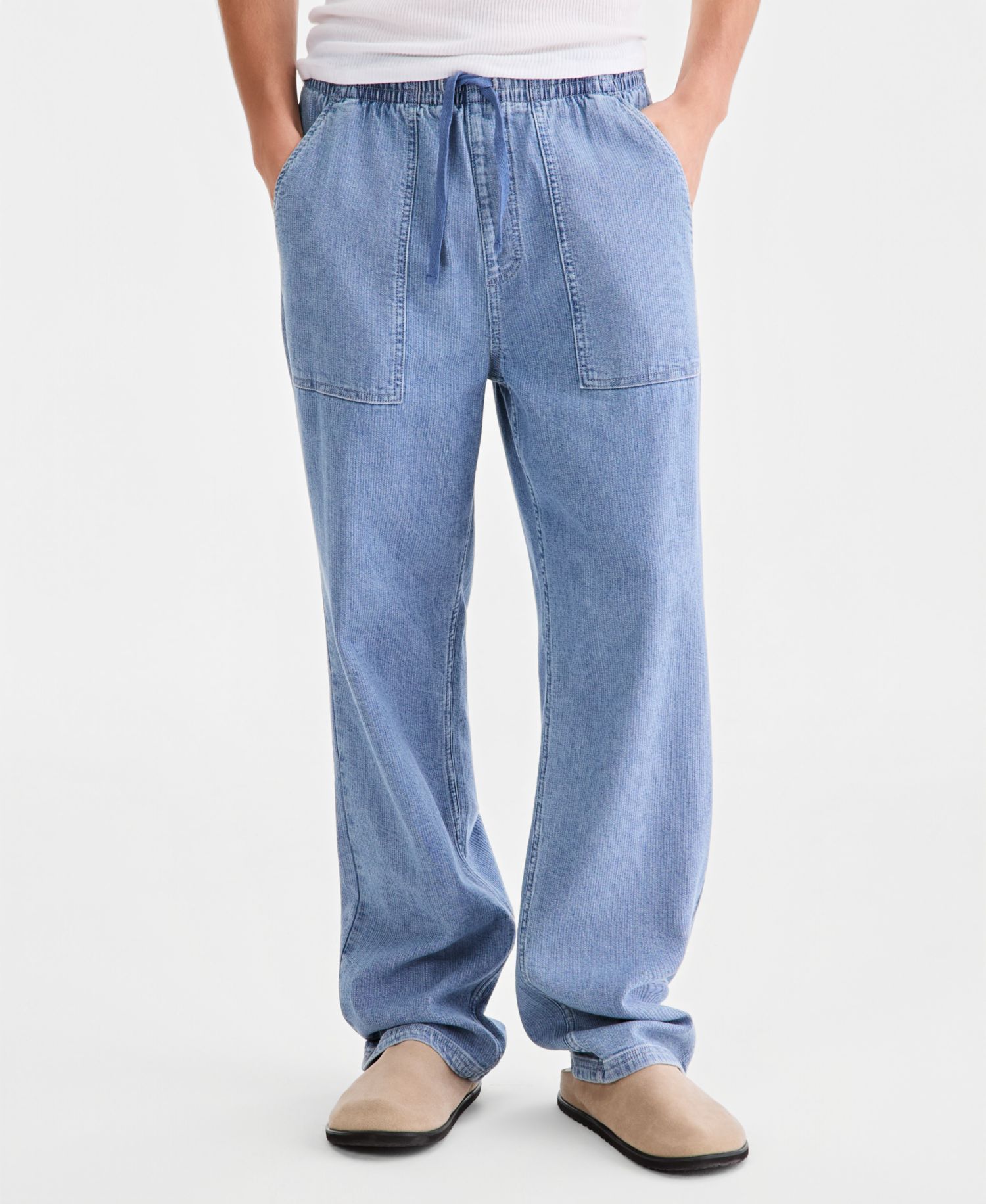 Men's Pipeline Light-Wash Loose-Fit Pull-On Jeans