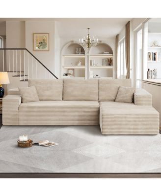 104" No Assembly Required Cloud Sectional Sofa, L-Shape Couch Chaise Lounge with Deep Seat and Wide Armrest for Living Room Bedroom