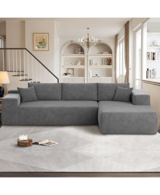 104" No Assembly Required Cloud Sectional Sofa, L-Shape Couch Chaise Lounge with Deep Seat and Wide Armrest for Living Room Bedroom