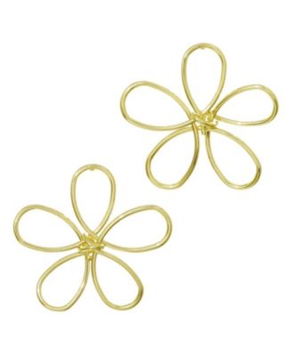 Gold Oversized Flower Outline Statement Earrings