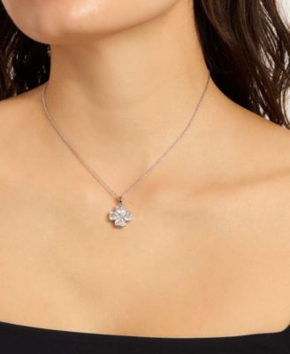 Silver 2-Piece Clover and Nail Pendant Necklace Set