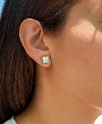 Mother of Pearl Gold 2-Piece Clover Bracelet and Earrings Set