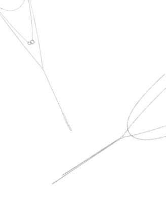 Silver 2-Piece Lariat Necklace Set