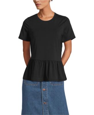 Women's Short Sleeve Lightweight Jersey Crew Neck Peplum Tee