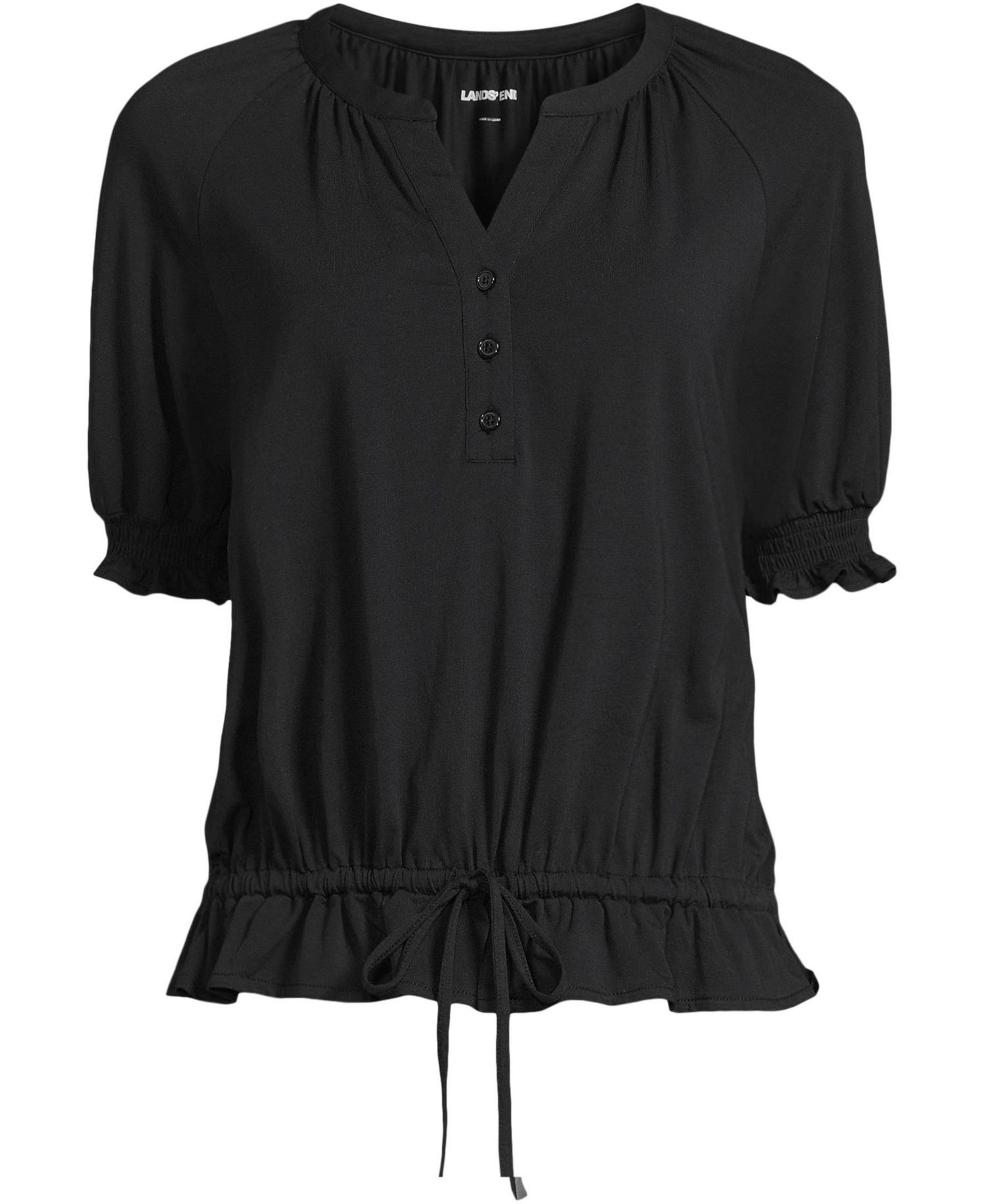 Women's Elbow Sleeve Lightweight Jersey Gathered Adjustable Hem Blouse