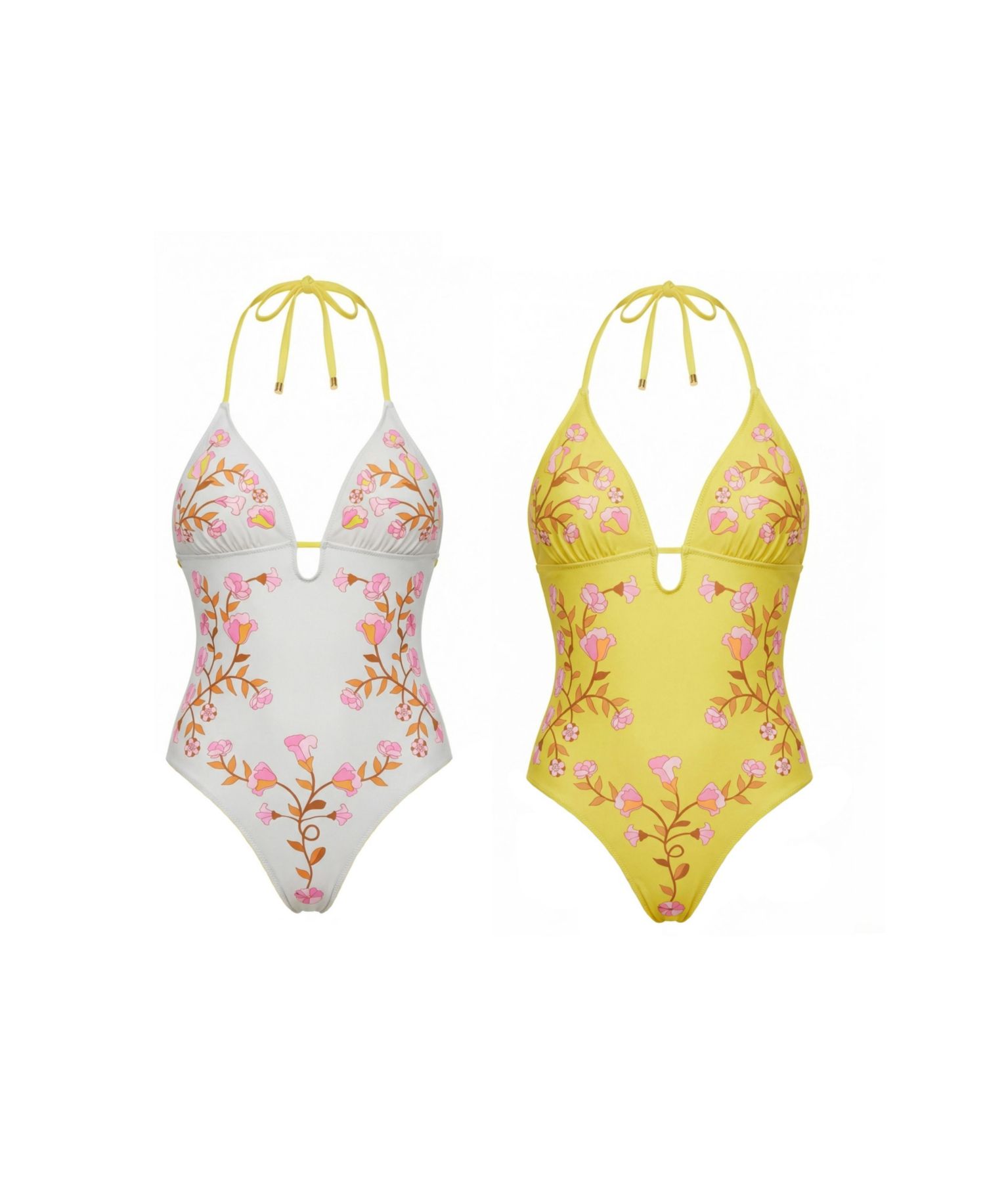 Women's Yellow Bloom Reversible One Piece Swimsuit