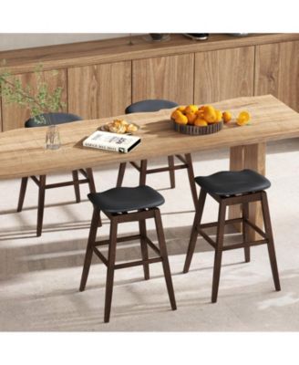 Set of 2 Swivel Bar Stools 31'' Bar Chairs w/ Padded Contoured Seat and Footrest