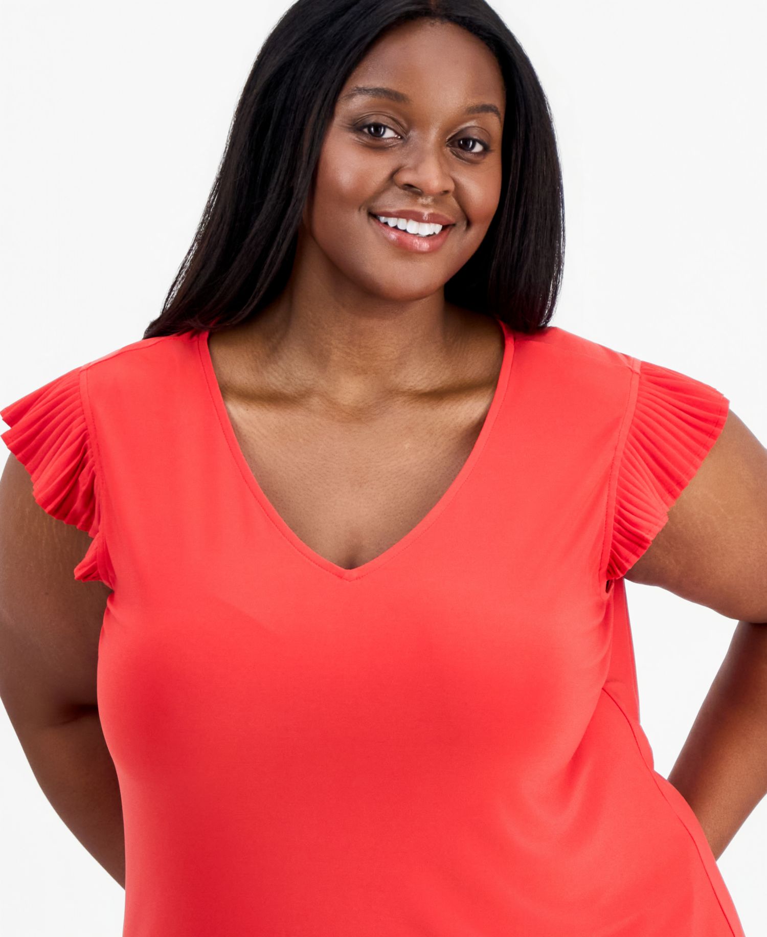 Petite Ruffled Sleeveless Top