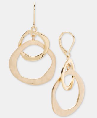 Gold-Tone Double Circle Drop Earrings