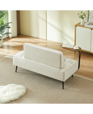 2-Seater Loveseat Sofa - 54" Velvet Upholstered Couch with Rotating Side Table and Memory Foam for Home, Bedroom