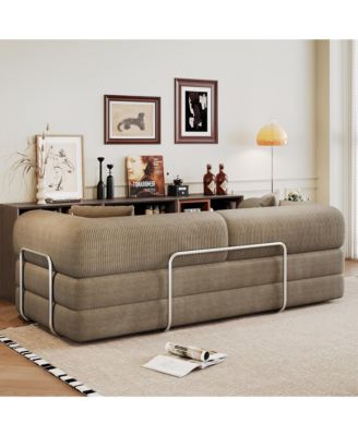 78.8" Corduroy Convertible Sofa Bed, 2-Seater Loveseat Sleeper with Pillow Back, Boneless Modular Sectional for Living Room
