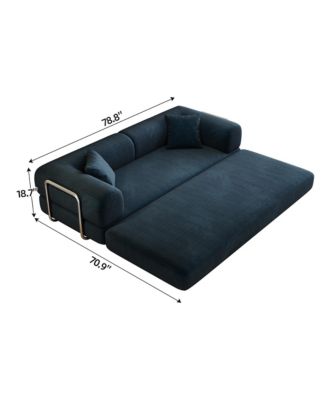 Convertible Loveseat Sleeper Sofa, Soft Corduroy 2 Seater Modular Sectional Bed with Pillow Back for Living Room Use