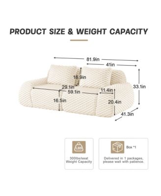 82" Modern Modular Sofa, Soft Flannelette 2-Seater Couch with Deep Seat and Anti-Slip Base for Living Room