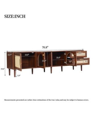 70 inch TV Stand for TVs up to 80" with App Controlled LED Lights, 2 Drawers & Glass Door Storage, Modern Media Console for Living Room