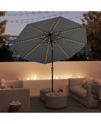 Solar Patio Umbrella with Flowing LED Lights and Tilt