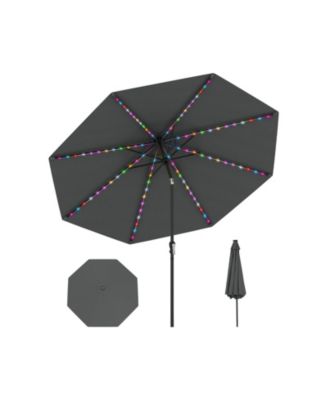 Solar Patio Umbrella with Flowing LED Lights and Tilt