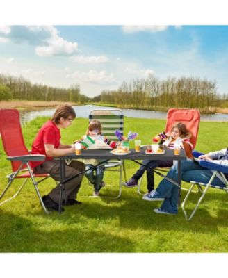 5 ft Folding Picnic Table with Wood Grain HDPE Top and Non Slip Pads