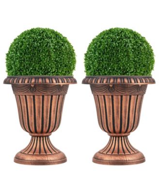 18 inch Vintage Pedestal Planters Set of Two with Drain Hole