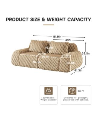  Modern Modular Sectional Sofa, Flannelette Fabric Couch, Oversized 2-Seater Couch with Deep Seat and Anti-slip Design for Living Room