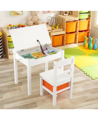 Flip-Top Kids Activity Table and Chair Set with Hidden Storage