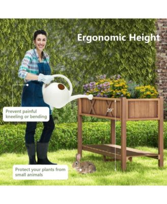 Poly Wood Elevated Planter Box with Legs Shelf and Drainage