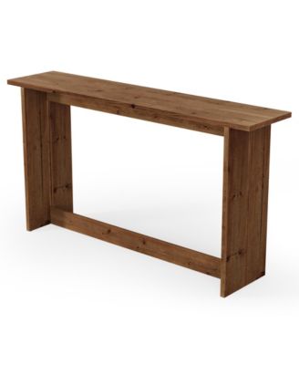 Solid Wood Media Console, 63" Rustic Distressed Walnut Entryway Table, Farmhouse Sofa Table for Living Room, Hallway, Foyer