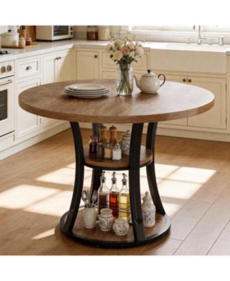 3 Tier Round Dining Table for 24 39 Farmhouse Kitchen Table with Storage Space Saving Dinner Table