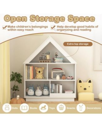 House-Shaped 3-Tier Toy Organizer with Open Storage Shelves