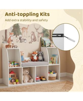 40 in Kids Bookshelf with Reading Nook and Six Open Cubes