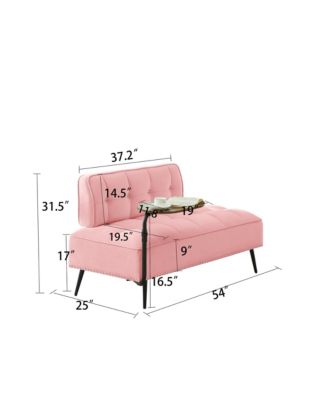 54" Velvet Upholstered Loveseat - 2-Seater Sofa with Rotating Side Table and Memory Foam for Living Room and Bedroom