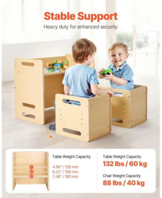 Montessori Weaning Table and Chair Set, Adjustable Height, Wooden for Toddler