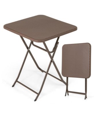 Folding Rattan Grain HDPE Top Metal Frame Picnic Table